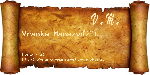 Vranka Manszvét névjegykártya